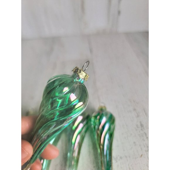 Blue Twisted glass iridescent long ornament Xmas set - Picture 7 of 8